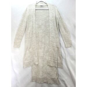 Mango Suit Linen Sweater Duster Cardigan Hi Low Lagenlook Tan Beige‎ Sz M
